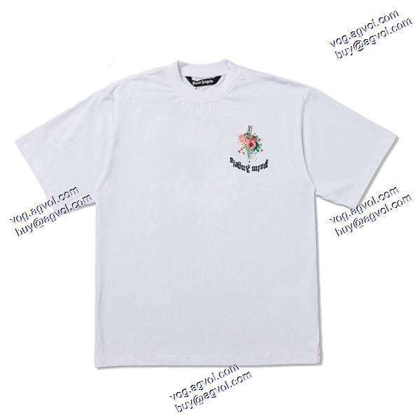 2020秋冬 大特価 パーム エンジェルス ブランドスーパーコピー 半袖Tシャツ 2色可選 花のイニシャル花束男女半袖Tシャツ